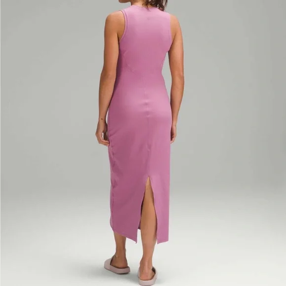Lululemon Athletica womans lavender All Aligned Ribbed Midi Dress size 10 - Picture 2 of 6